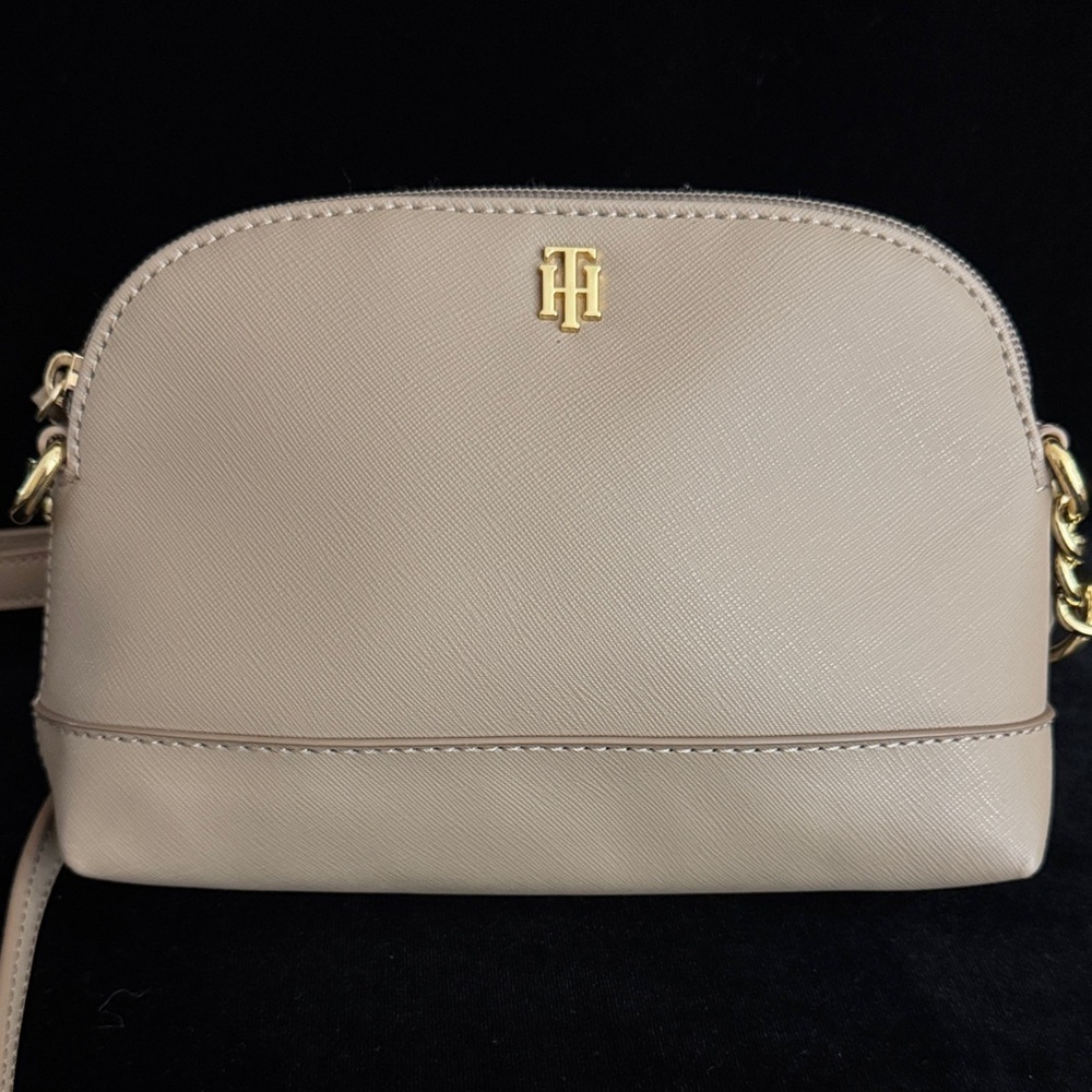 Tommy Hilfiger Beige Crossbody Bag with Gold Details
